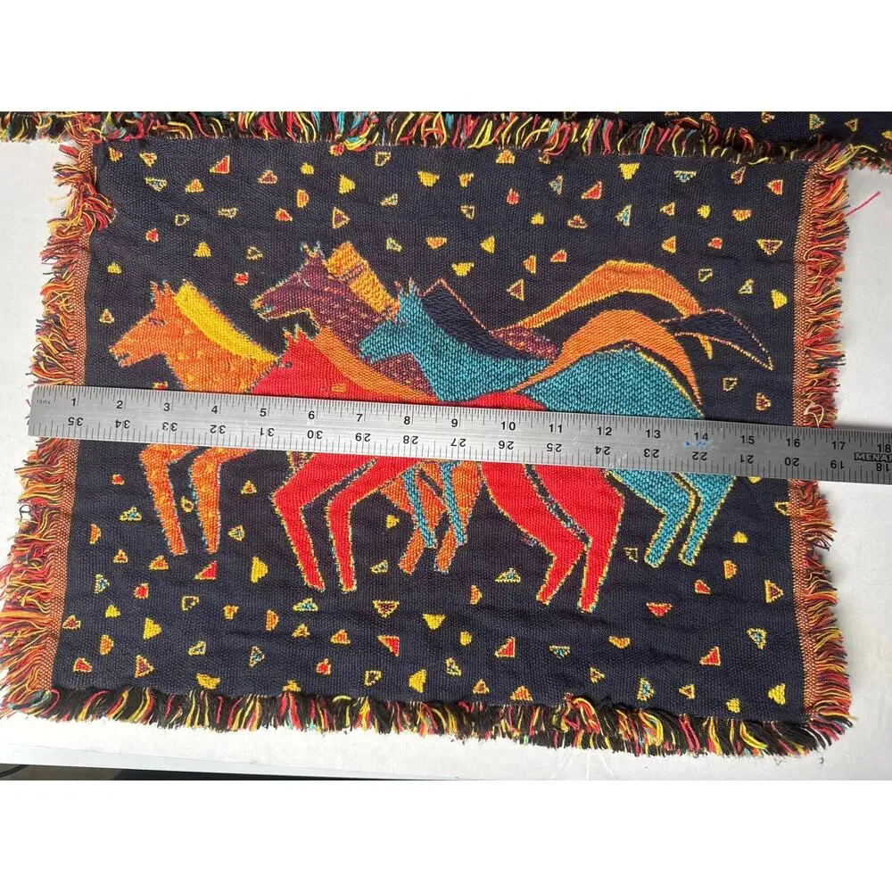 4 Vintage Laurel Burch placemants folk art wild painted horses elk canyon mares
